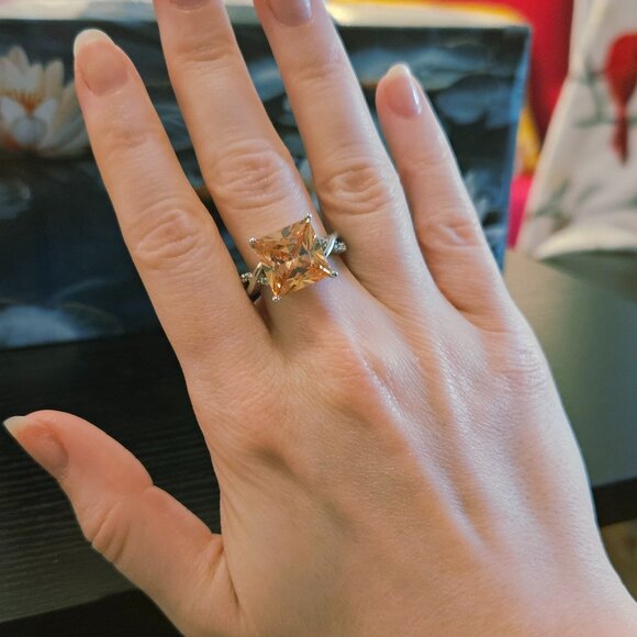 3/$15 Sterling silver ring with square orange gemstone - Picture 5 of 6